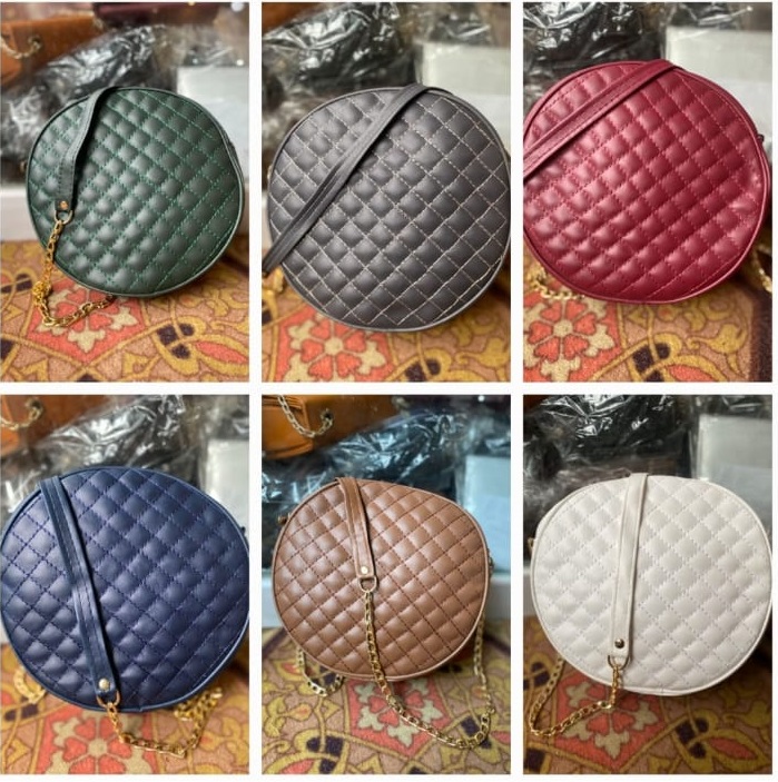 Quilted Round Circle Crossbody Bag —   handbag by HandbagsAvenue